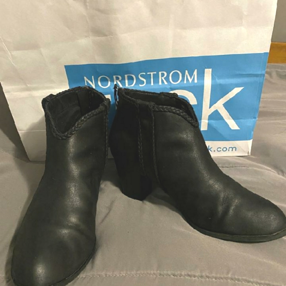 Black leather booties